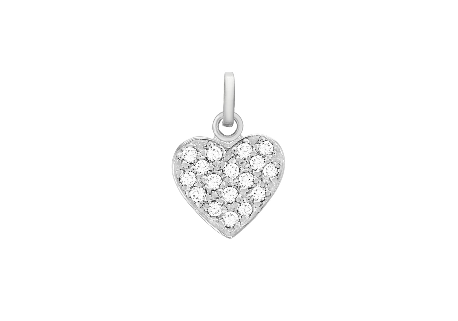 Sterling Silver Zirconia Pave 11.8mm x 17.6mm Heart Pendant