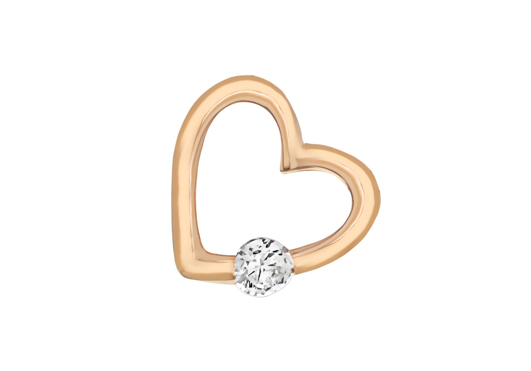 Sterling Silver Rose Gold Plated Zirconia 14mm x 13mm Floating Heart Pendant