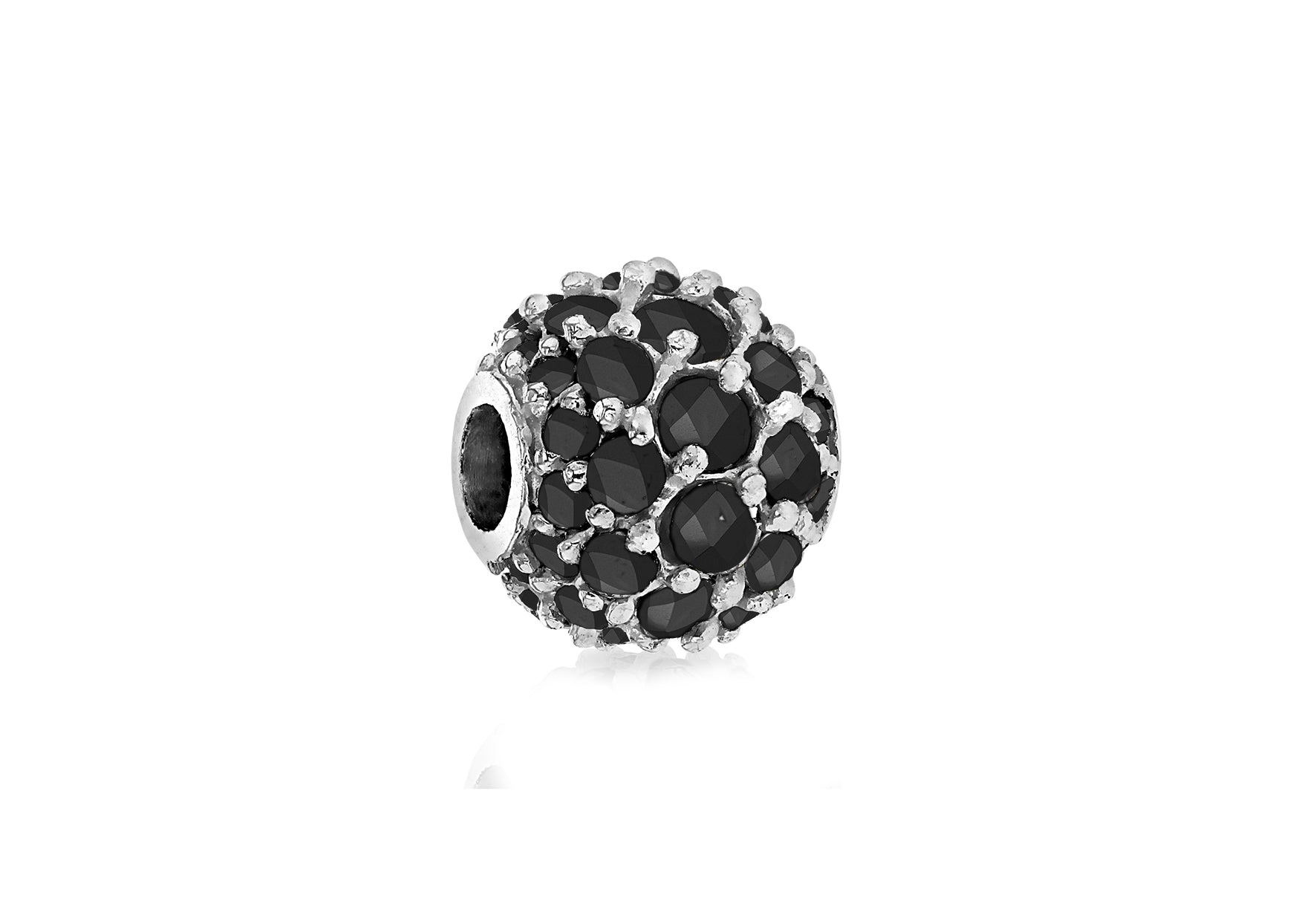 SILVER RH BLK Zirconia FIREBALL Pendant
