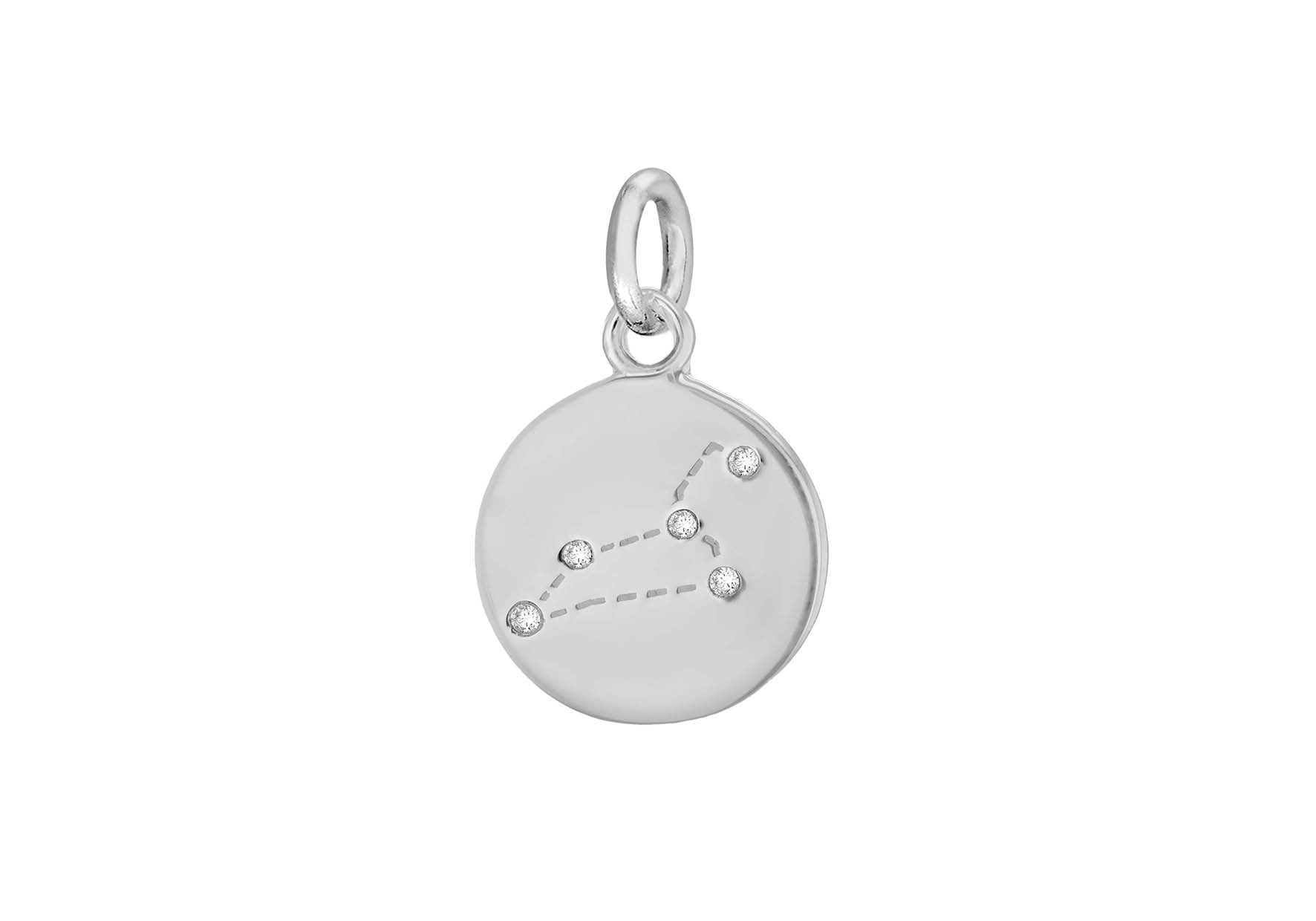 Sterling Silver Zirconia 12mm x 18.5mm Leo Constellation Disc Pendant