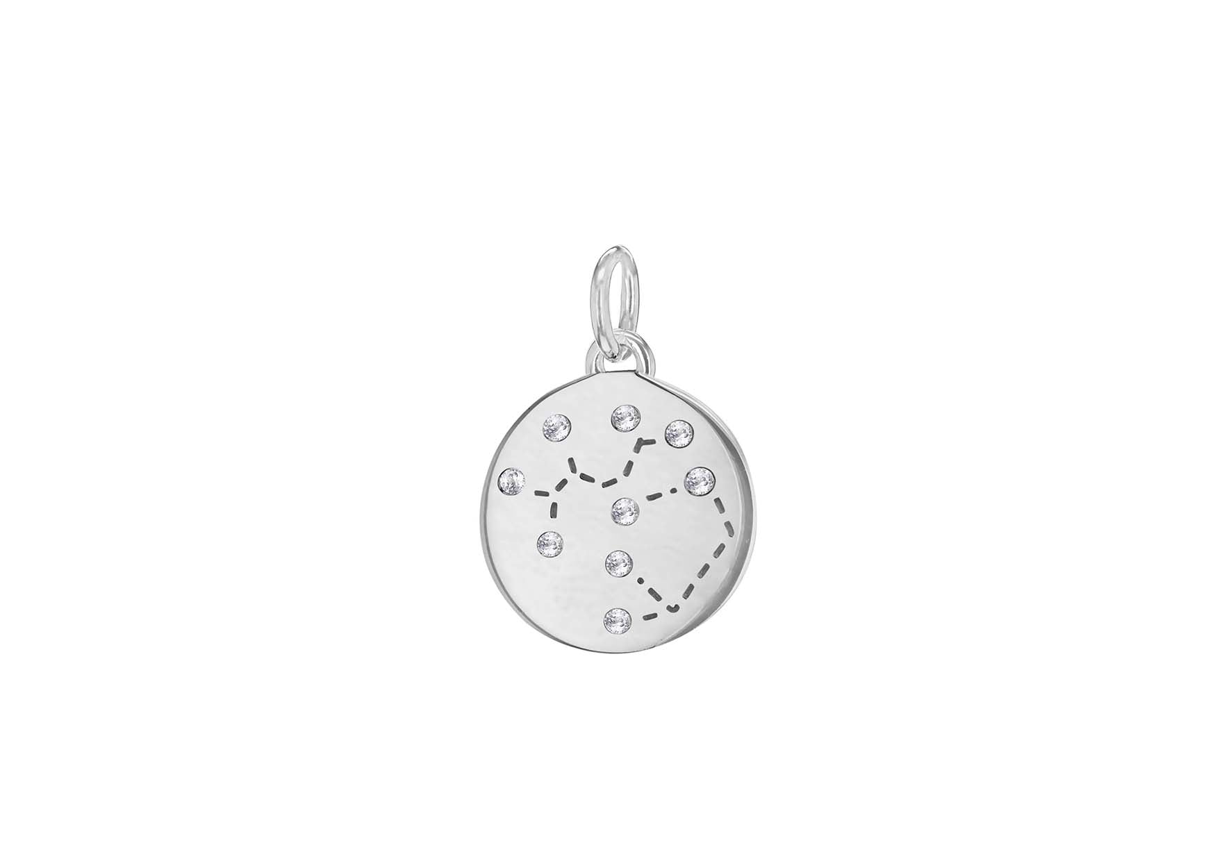 Sterling Silver Zirconia 12mm x 18.5mm Sagittarius Constellation Disc Pendant