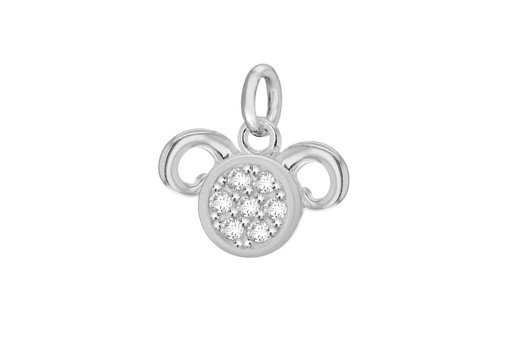 Sterling Silver Zirconia 12.5mm x 12mm Aries Horoscop Pendant