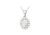 Opal & White Zirconia Sterling Silver Flower Cluster Pendant