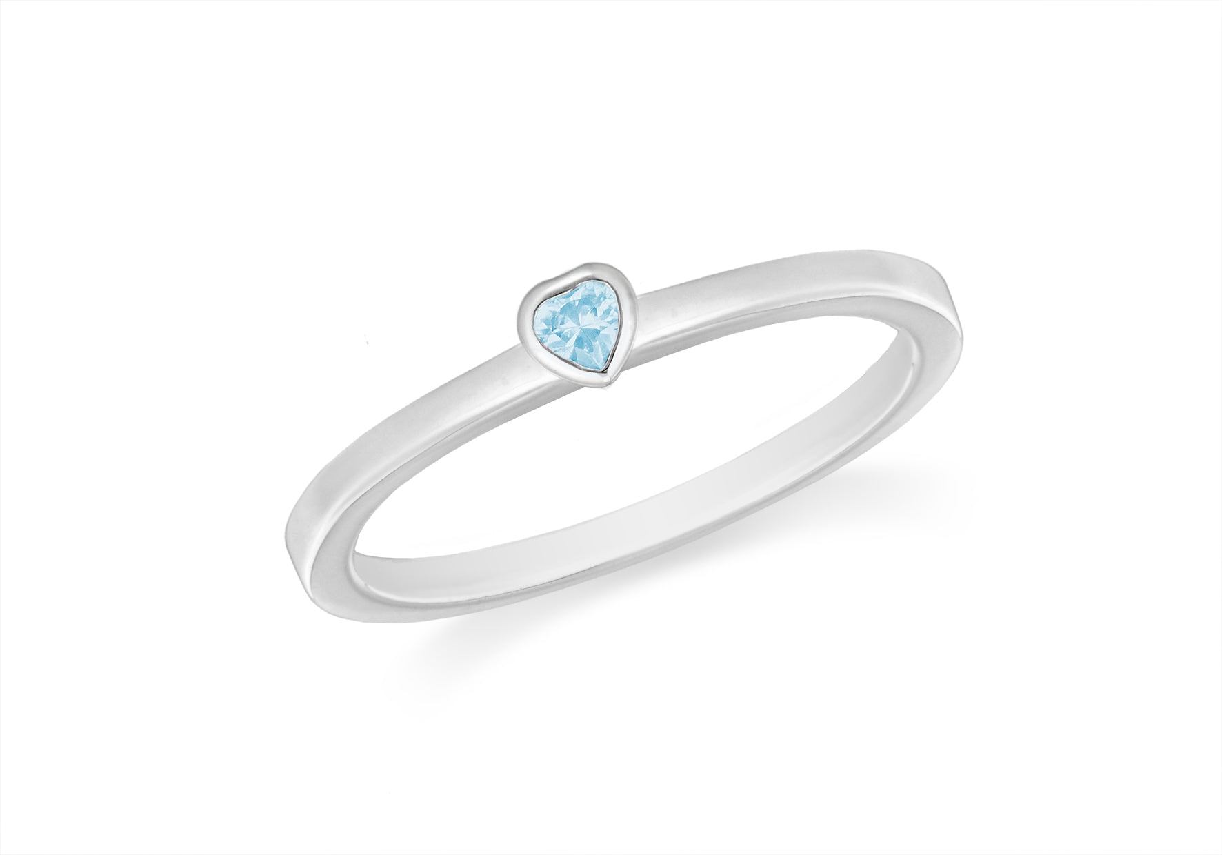Sterling Silver Blue Zirconia Heart Stacking Ring