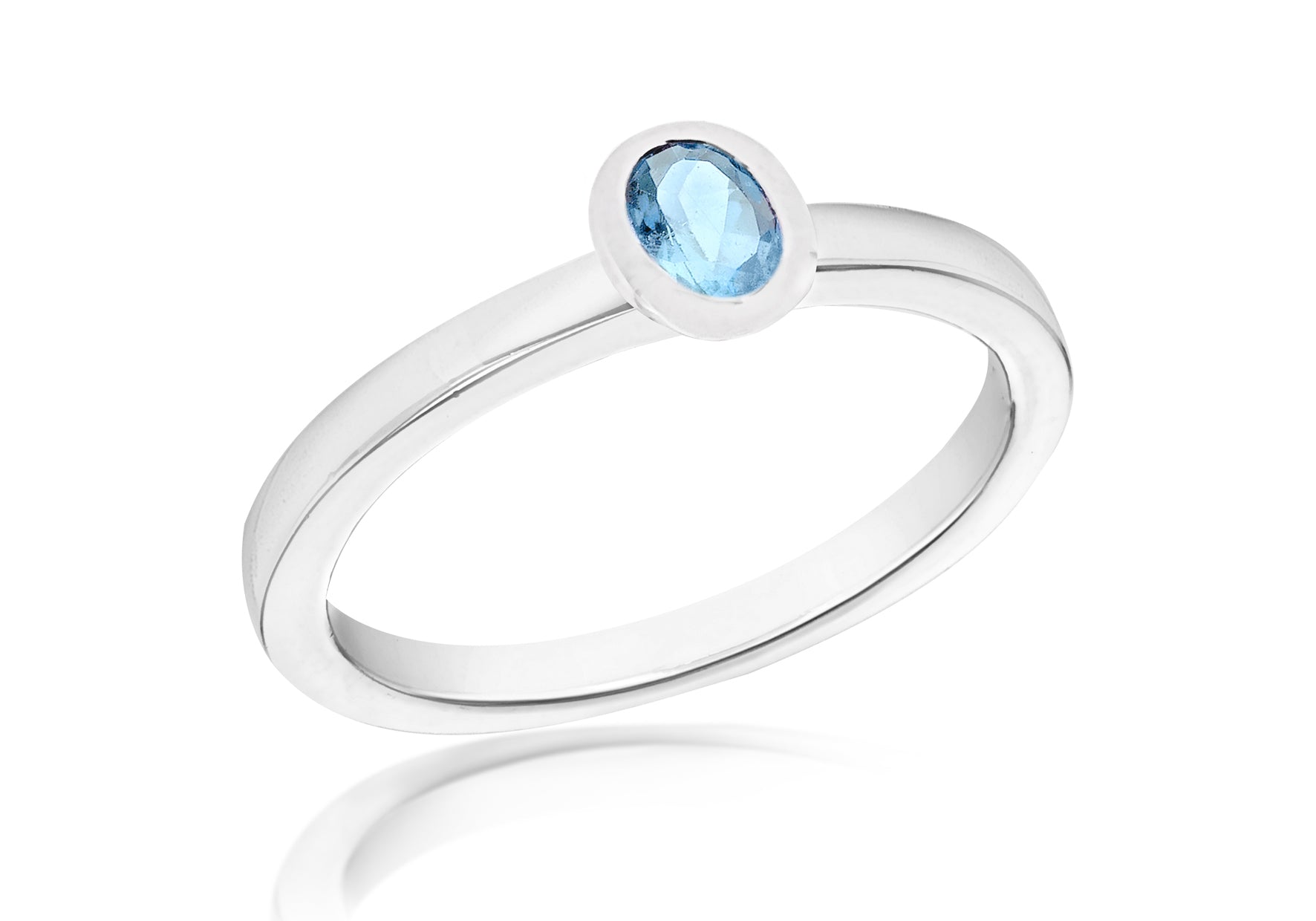 SILVER SYN BLUE Zirconia OVAL S Ring