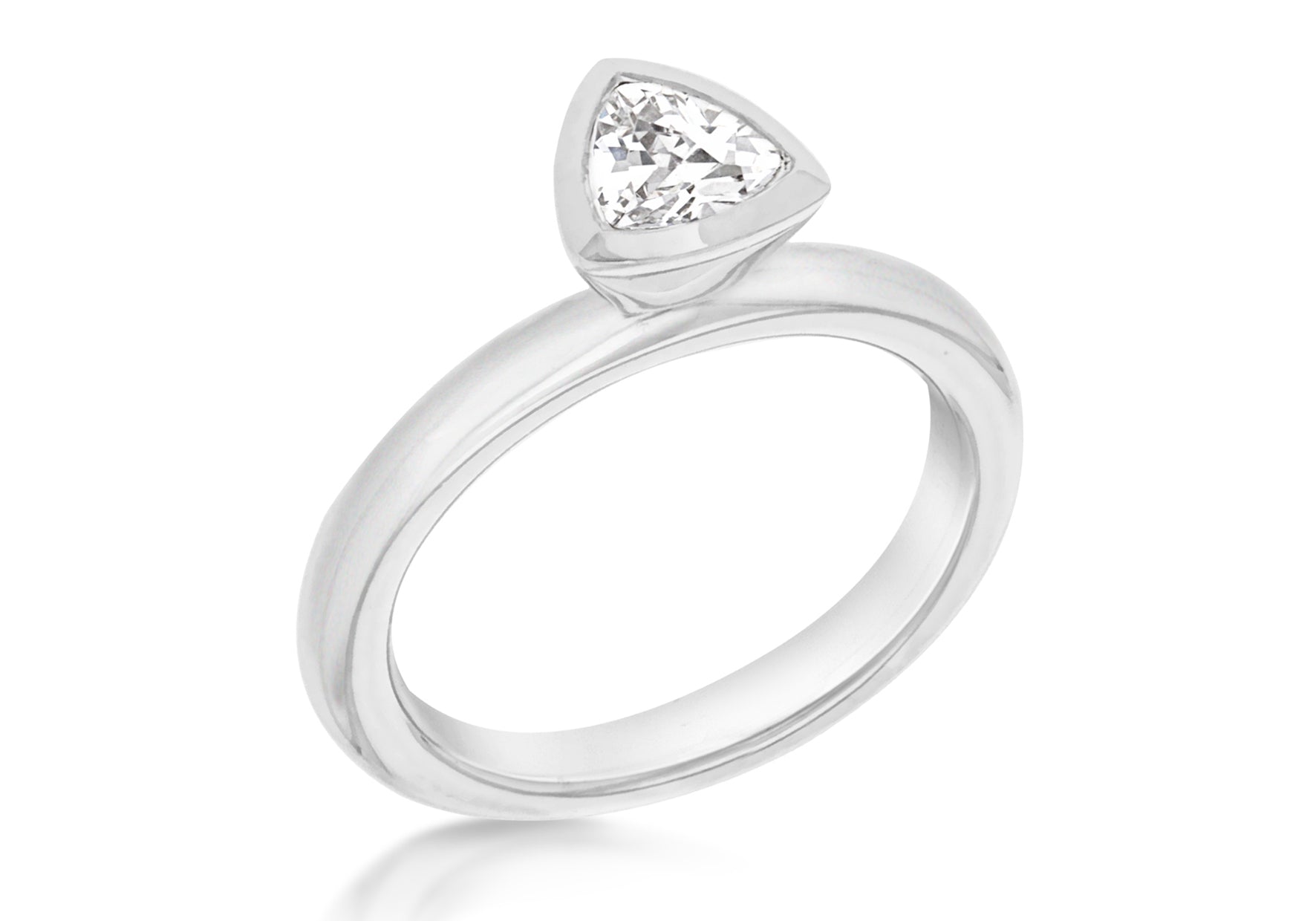 Sterling Silver Rhodium Plated Triangular White Zirconia Stacking Ring