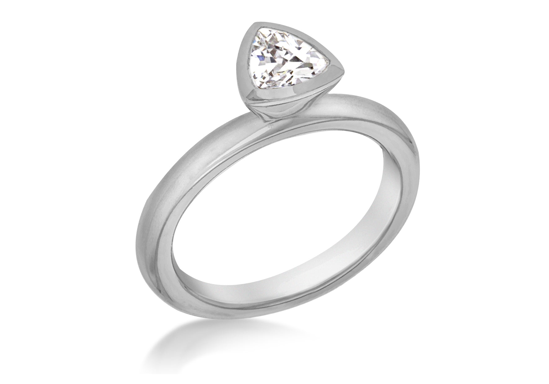 Sterling Silver Black Rhodium Plated Triangular White Zirconia Stacking Ring