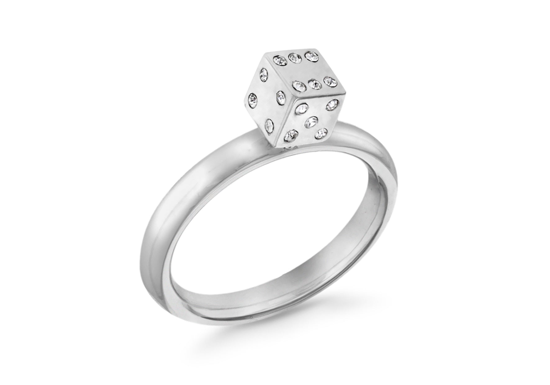 Sterling Silver Rhodium Plated Zirconia Die Drop Stacking Ring