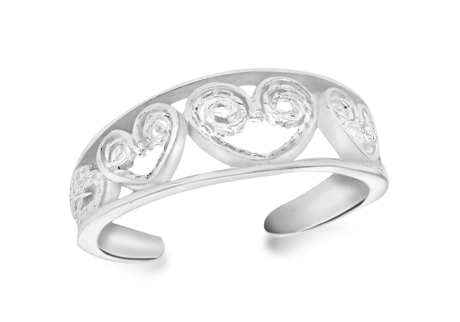 Sterling Silver Cutout Heart Toe Ring