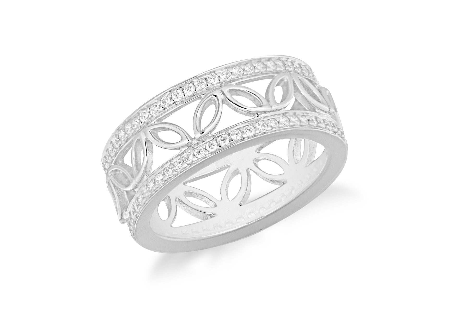 Sterling Silver Zirconia Filigree Band Ring