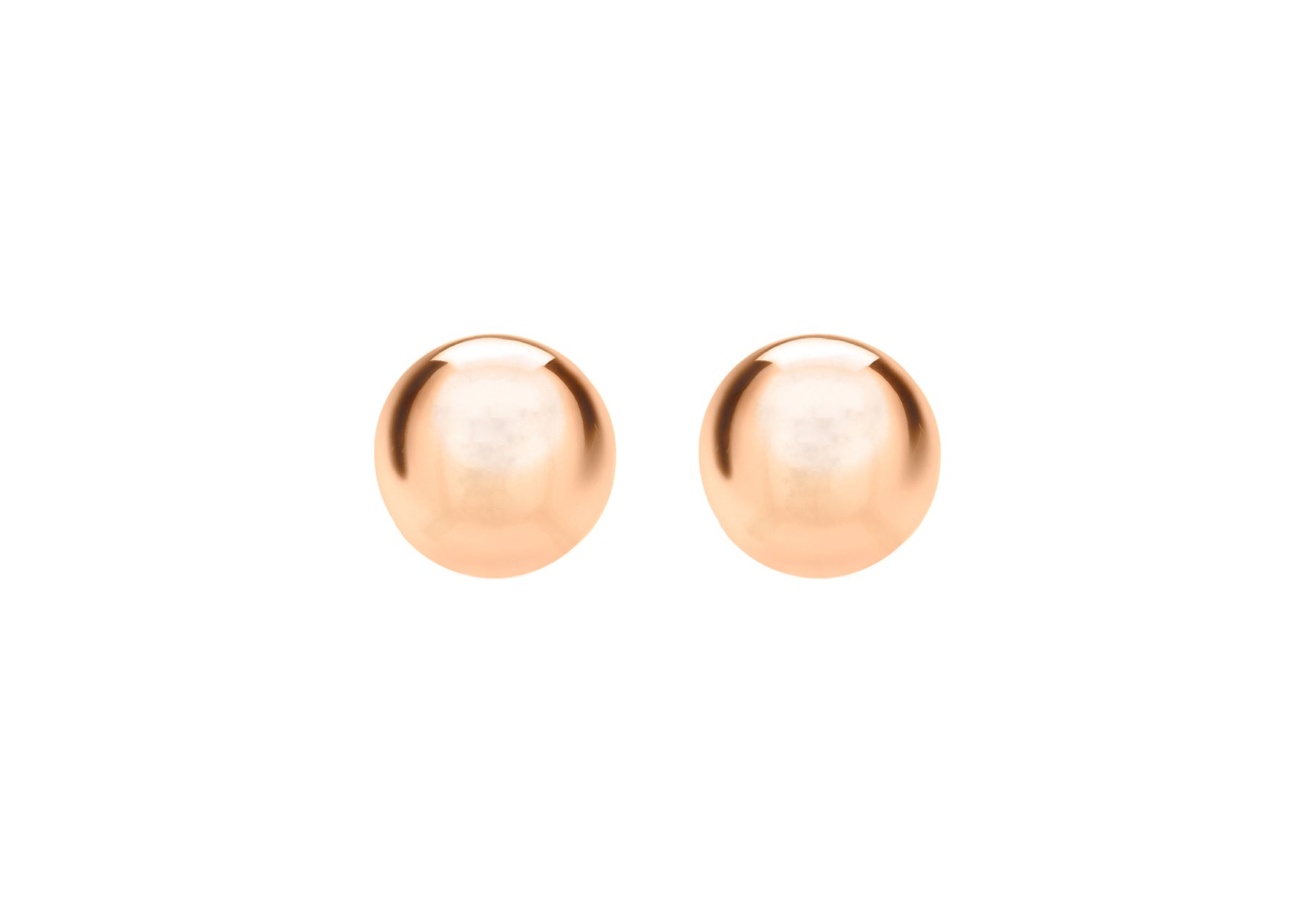Sterling Silver Rose Gold Plated 6mm Ball Stud Earrings