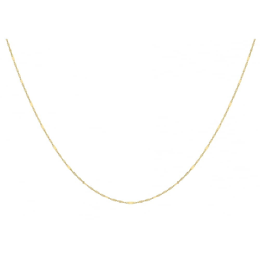 9ct Yellow Gold Diamond Cut Twist Bar Slim Curb Chain