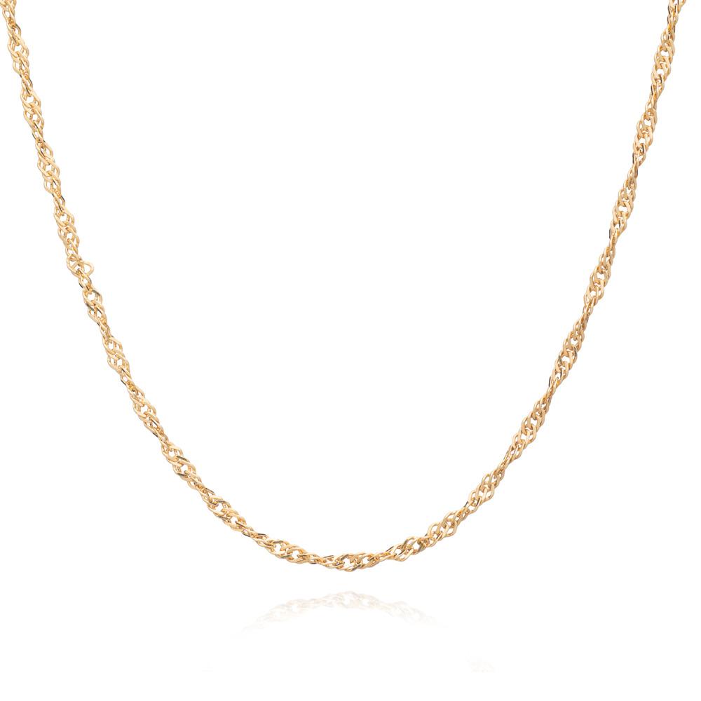 9ct Yellow Gold 16 Diamond Cut Twist Slim Curb Chain