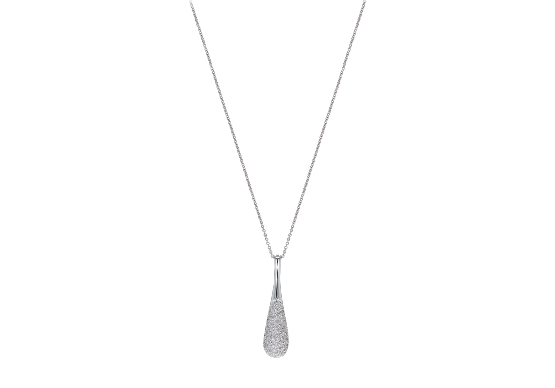18ct White Gold 0.38ct Diamond Teardrop Pendant Necklace