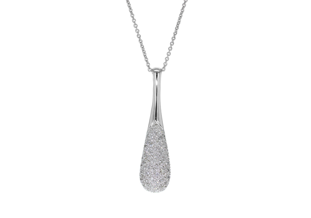 18ct White Gold 0.38ct Diamond Teardrop Pendant Necklace