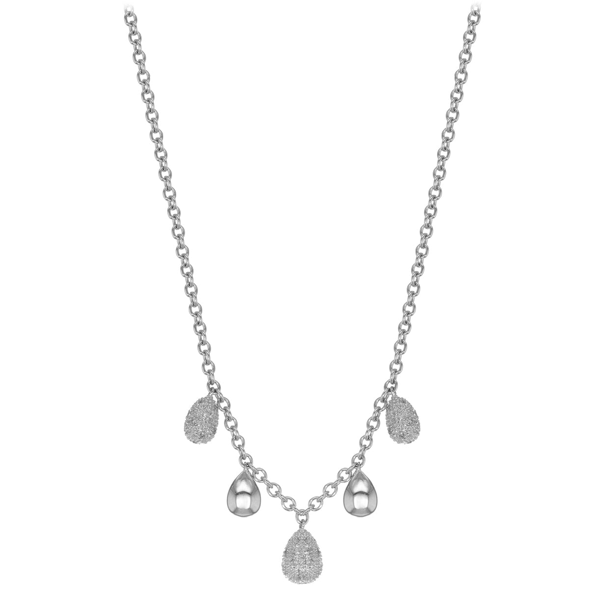18ct White Gold 0.32ct Diamond Droplets Necklace