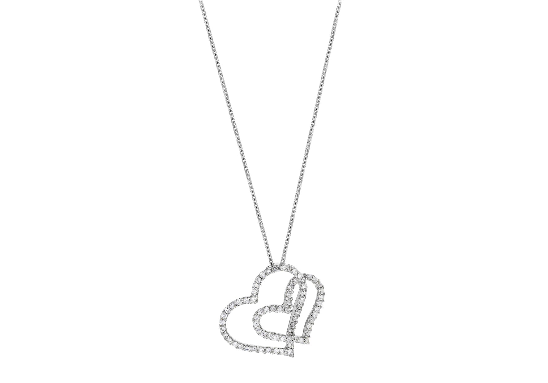 18ct White Gold 0.50ct Diamond Interlocked Heart Necklace