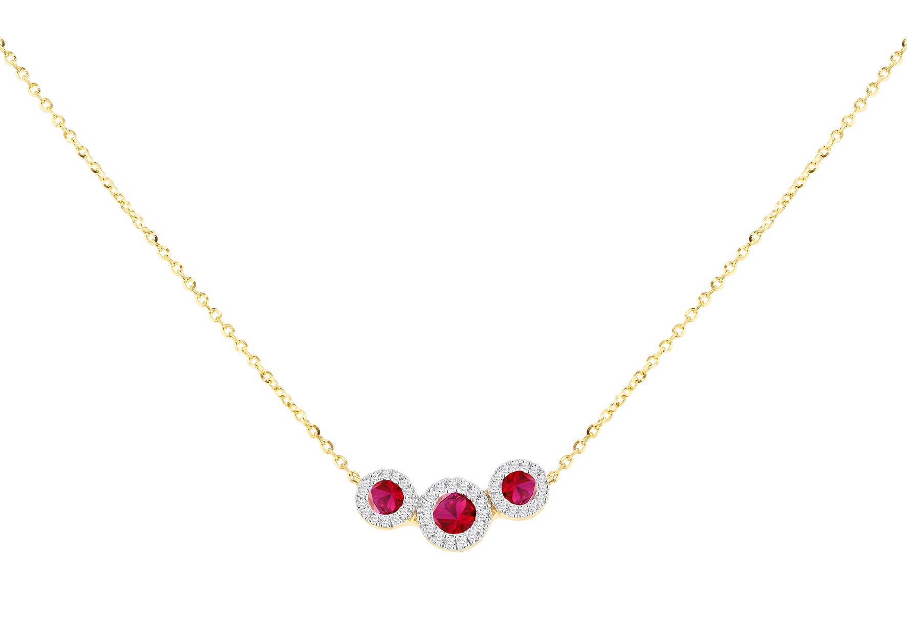 9ct Yellow Gold 0.08ct Diamond & Ruby Trilogy Pendant