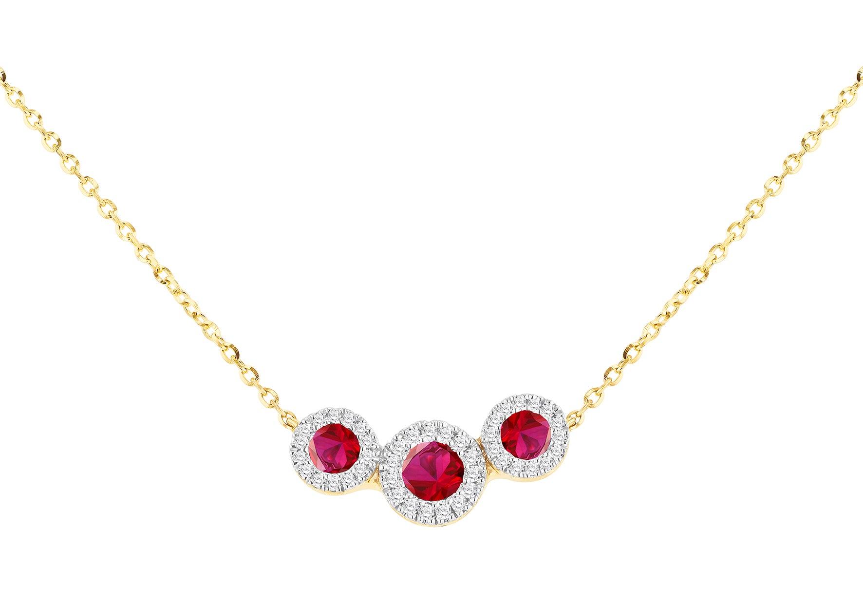 9ct Yellow Gold 0.08ct Diamond & Ruby Trilogy Pendant