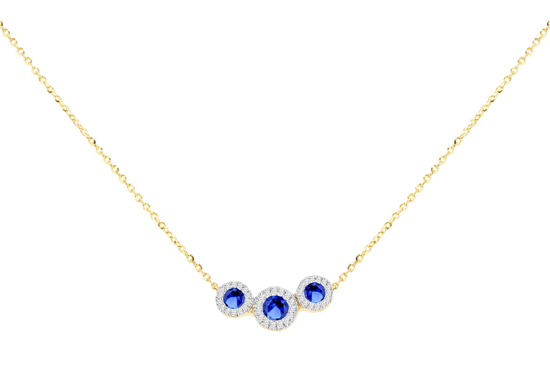 9ct Yellow Gold 0.8ct Diamond & Sapphire Trilogy Pendant