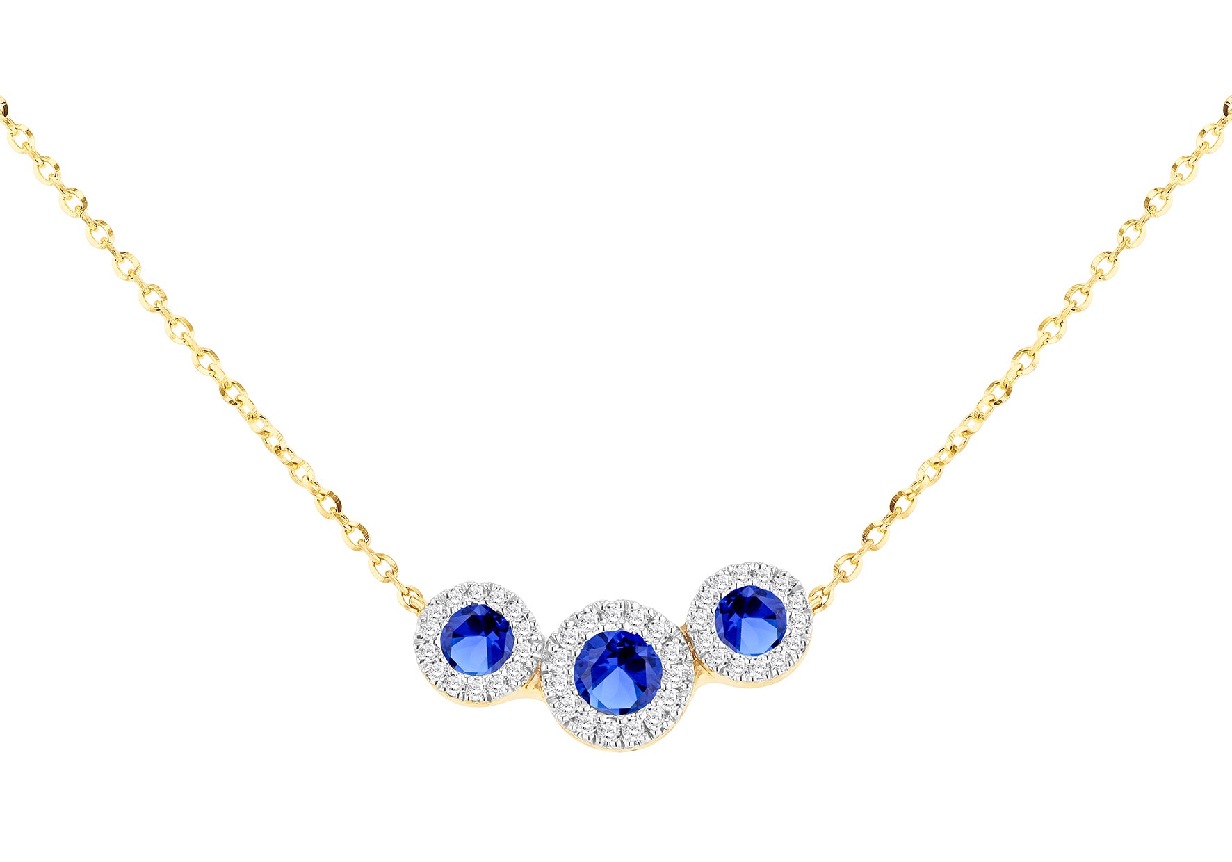 9ct Yellow Gold 0.8ct Diamond & Sapphire Trilogy Pendant