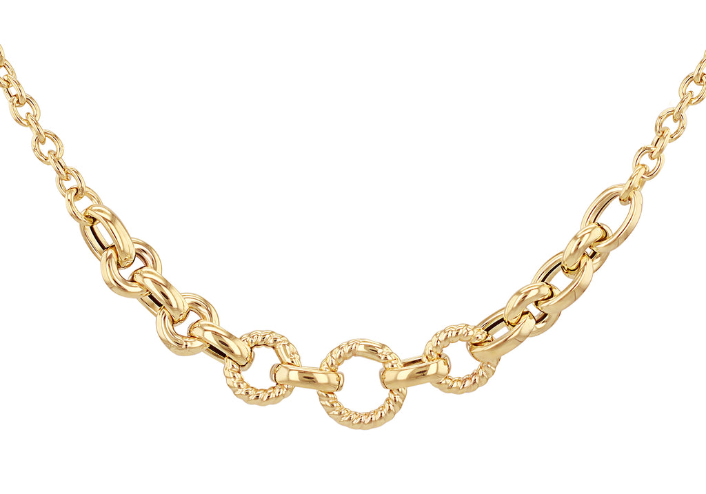 9ct Yellow Gold Rope & Chain Interlinked Circle Necklace