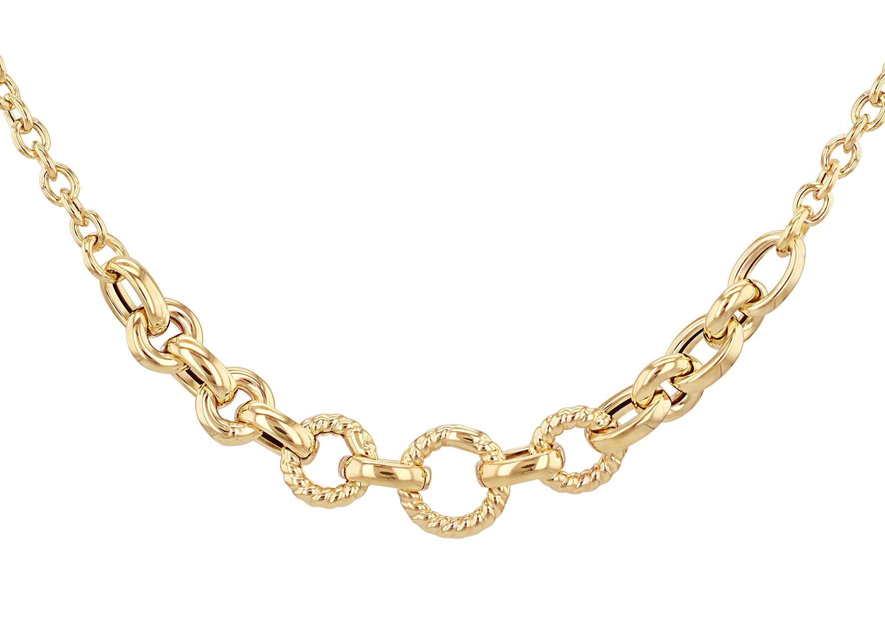 9ct Yellow Gold Rope & Chain Interlinked Circle Necklace