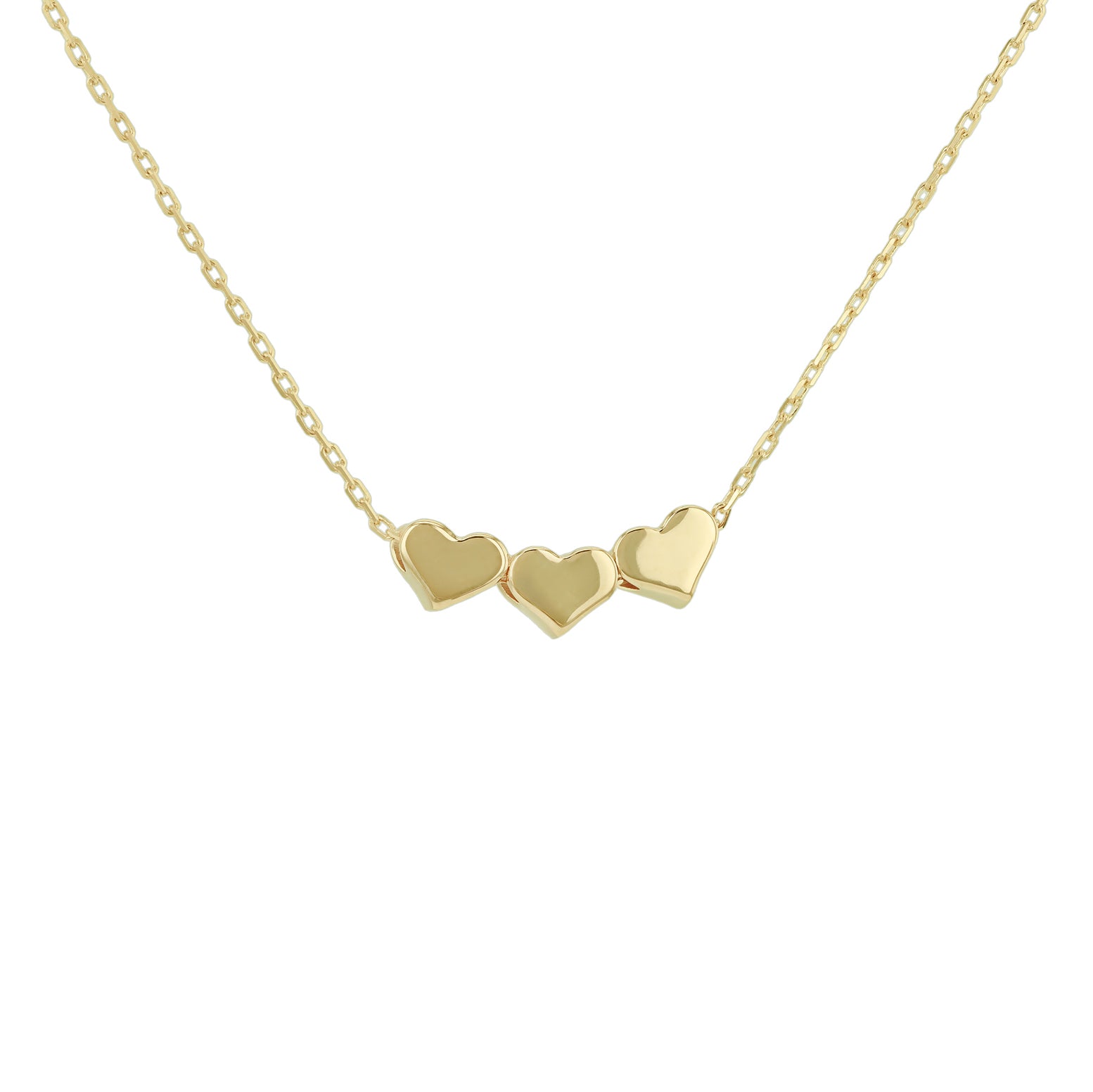 9ct Yellow Gold Triple Heart Adjustable Necklace