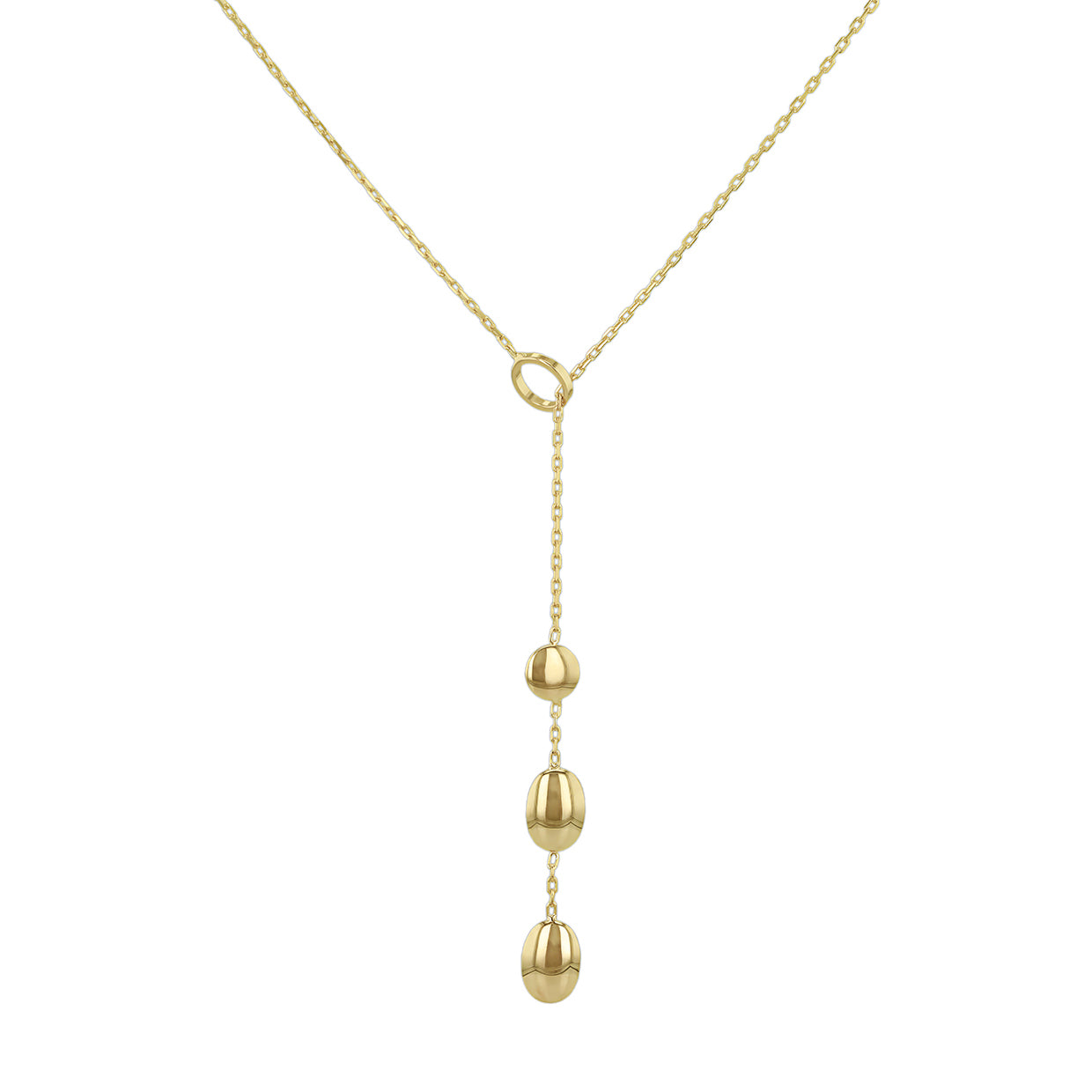 9ct Yellow Gold 3 Pebble Lariat Necklace
