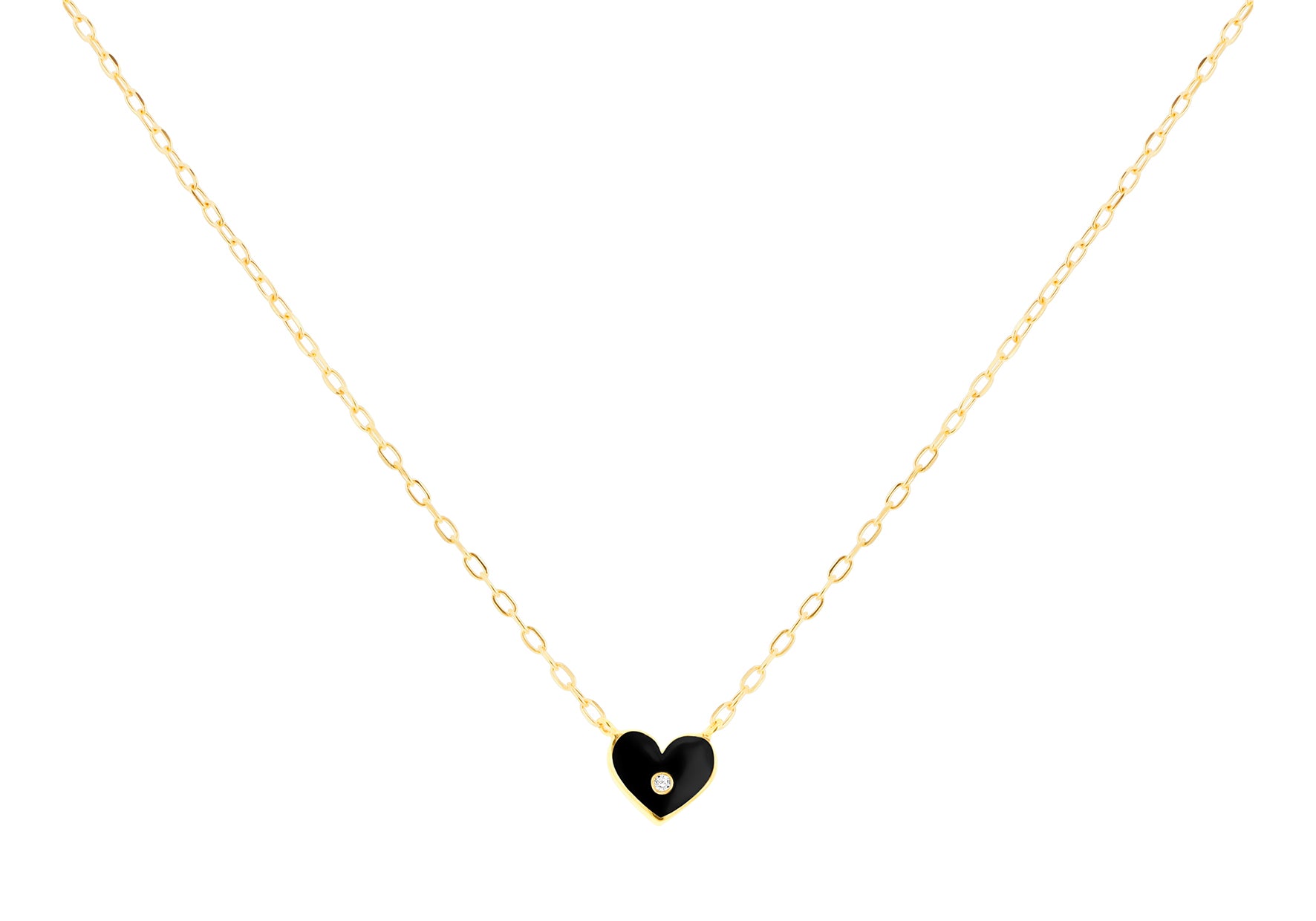 9ct Yellow Gold 0.01ct Diamond Set Heart Pendant