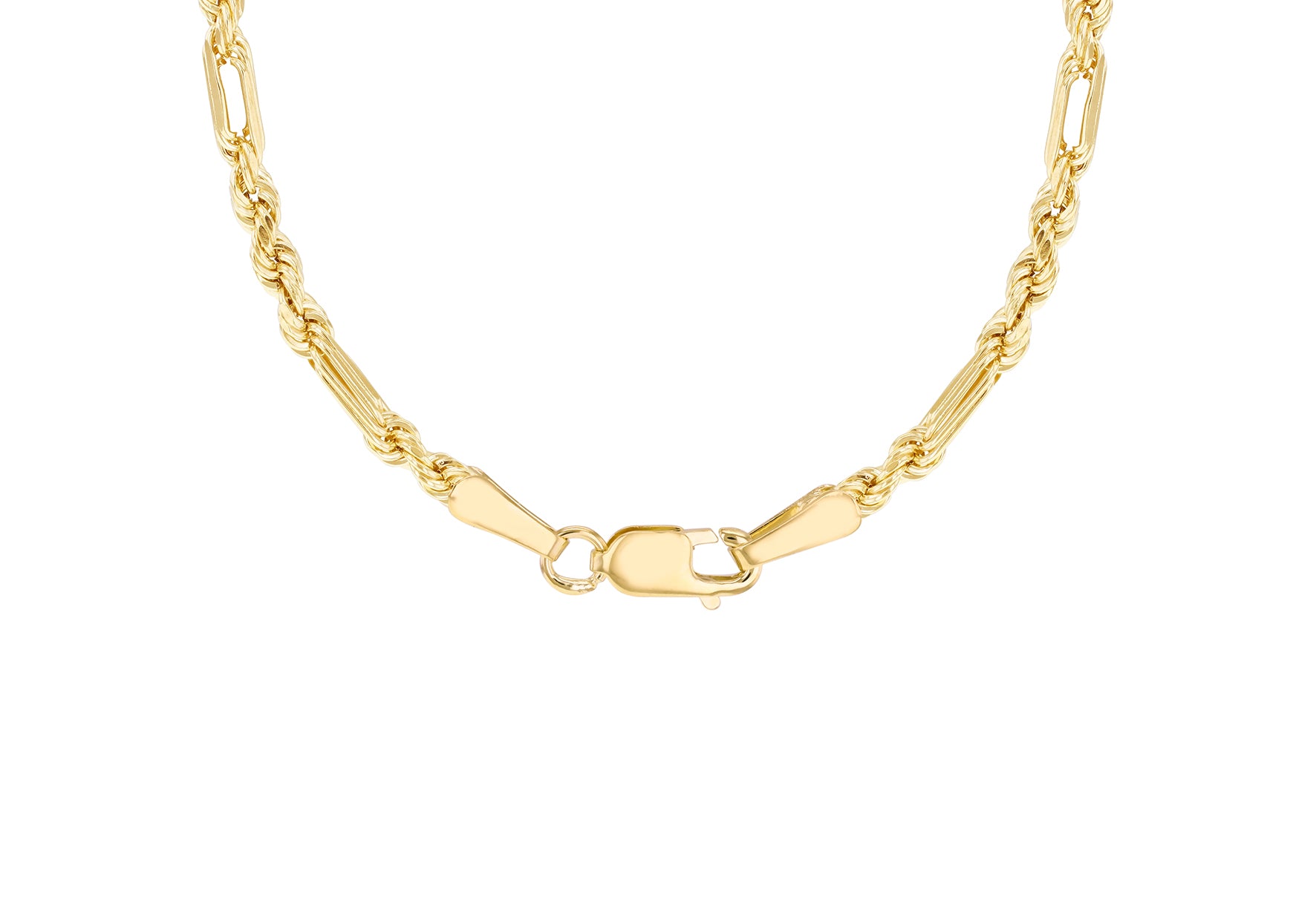 9ct Yellow Gold Diamond Cut Figaro Rope Chain