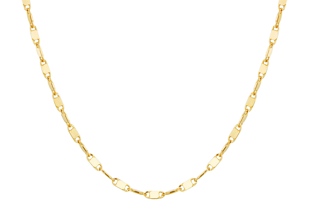 9ct Yellow Gold Sparkle Flat Link Necklace