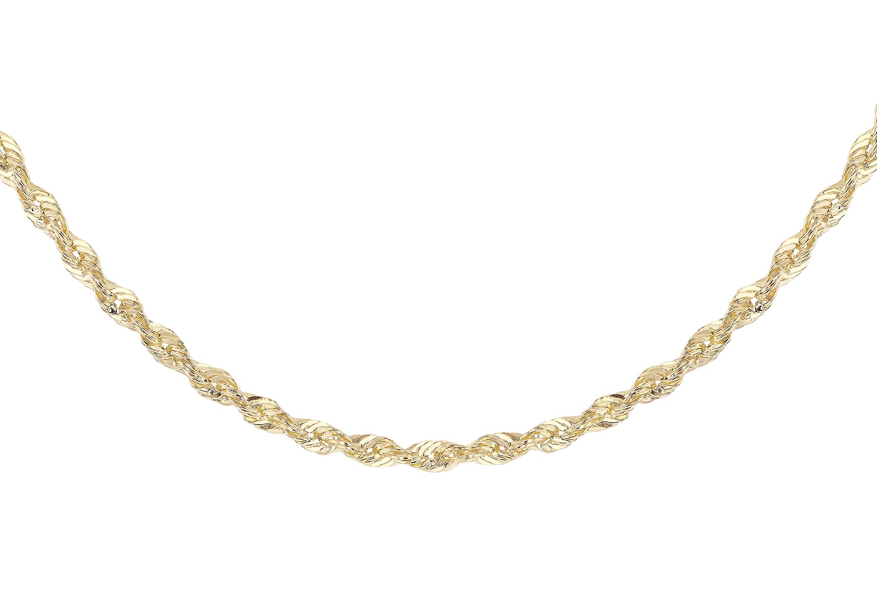 9ct Yellow Gold Rope Trace Adjustable Chain