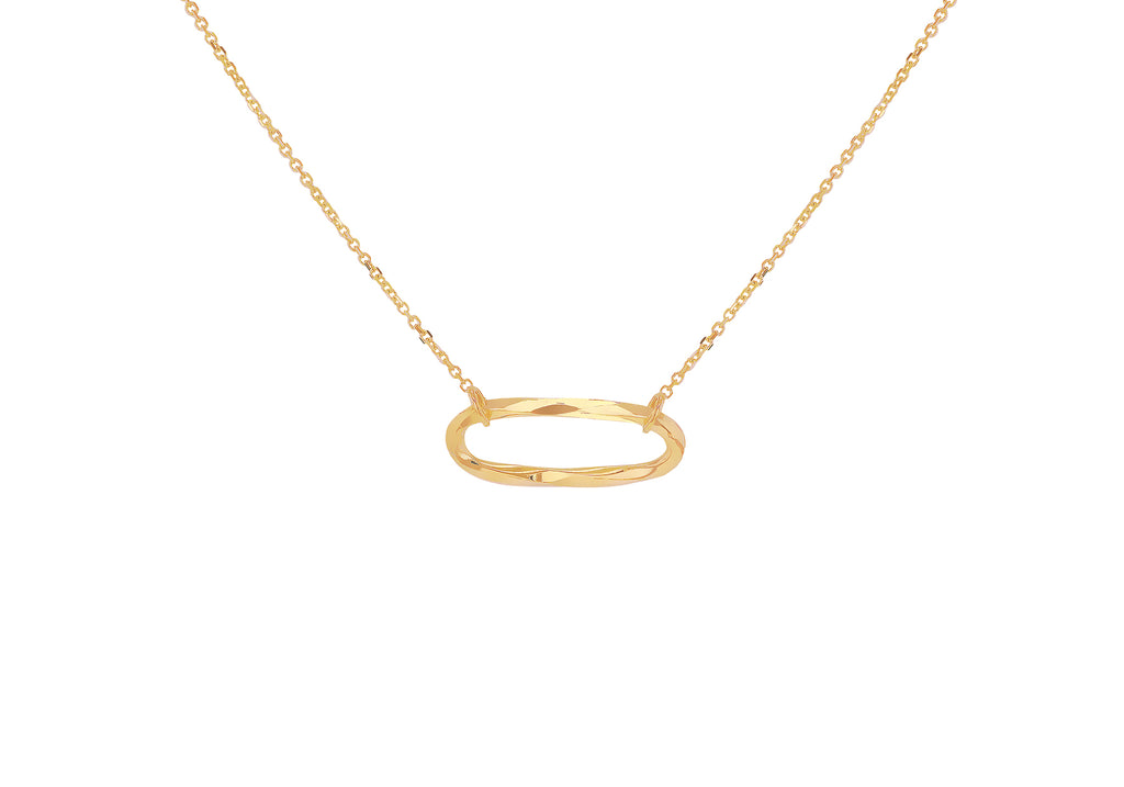 9ct Yellow Gold Diamond Cut Oval Paper Twist Necklace