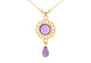 9ct Yellow Gold Amethyst Disc Drop Necklace