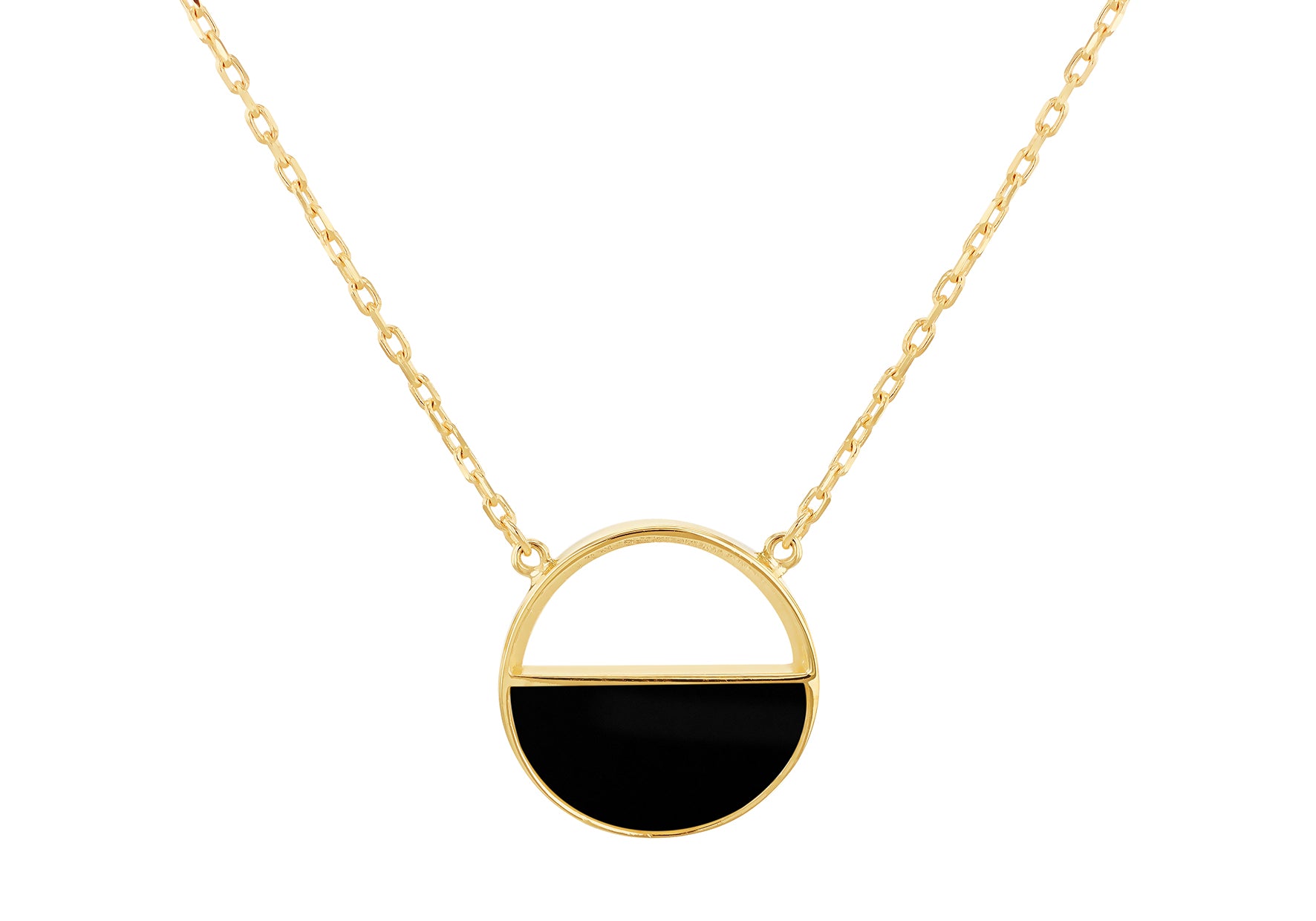 9ct Yellow Gold Black Onyx Crescent Pendant
