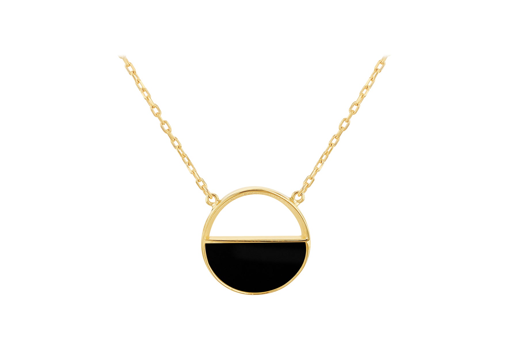 9ct Yellow Gold Black Onyx Crescent Pendant