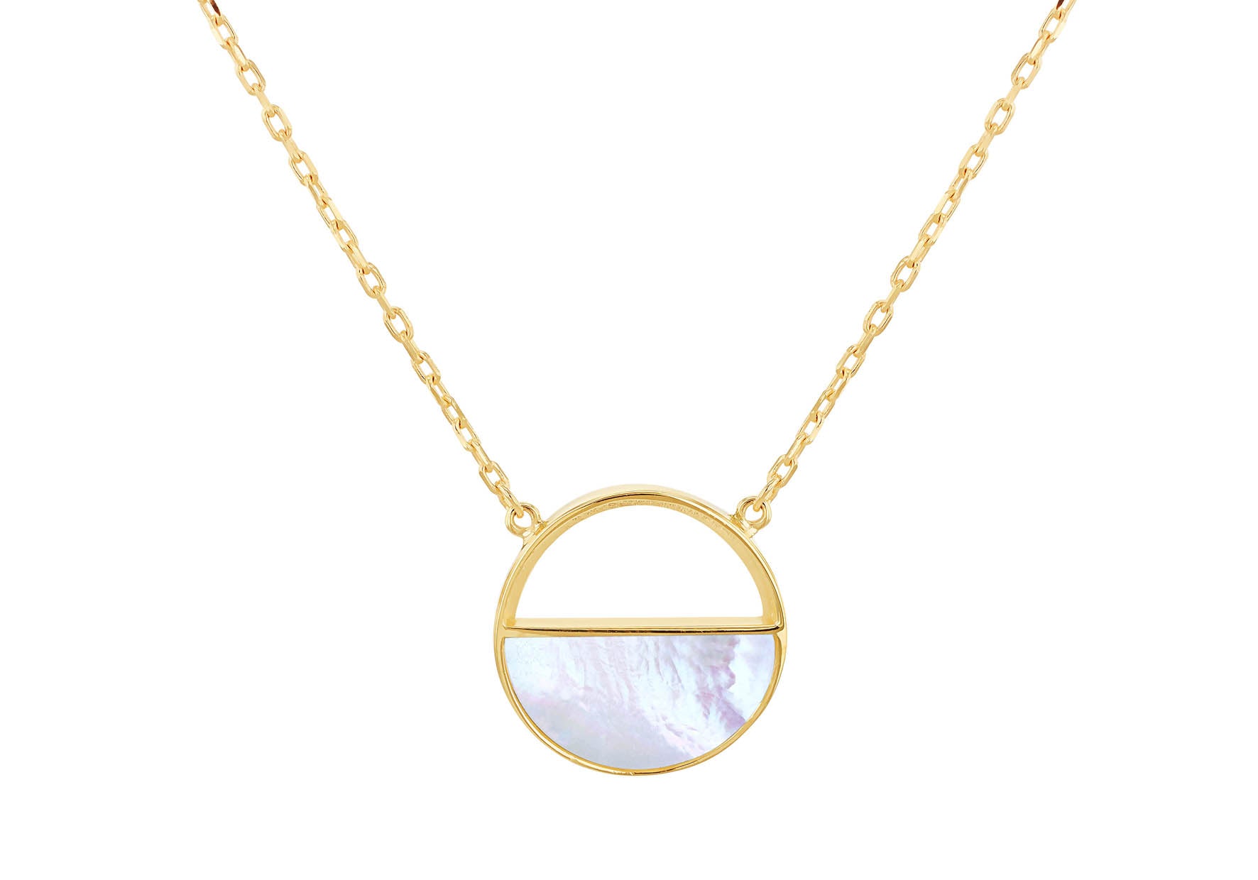 9ct Yellow Gold Mother Of Pearl Crescent Pendant
