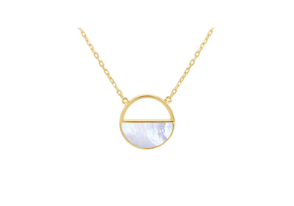 9ct Yellow Gold Mother Of Pearl Crescent Pendant