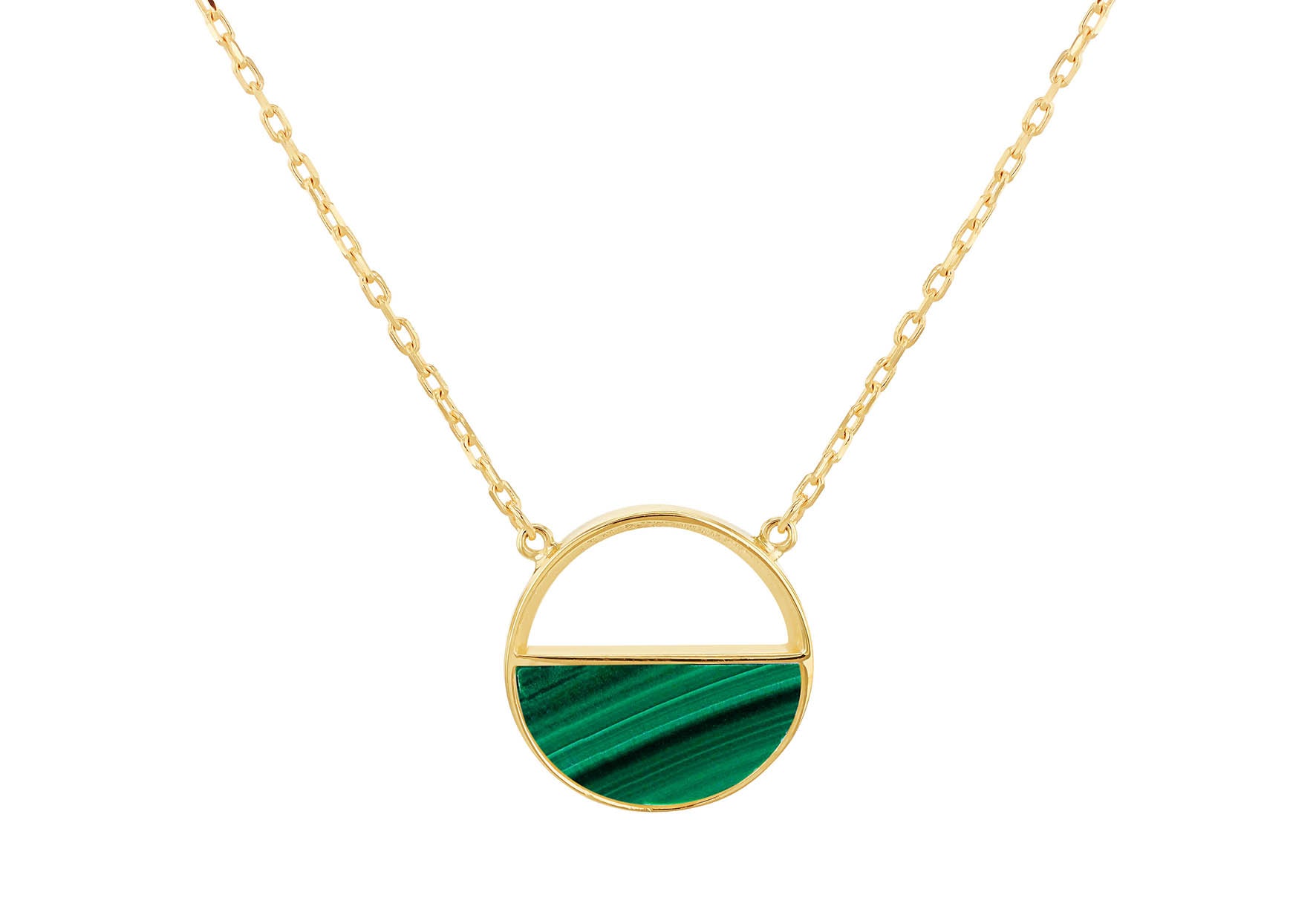 9ct Yellow Gold Malachite Crescent Pendant