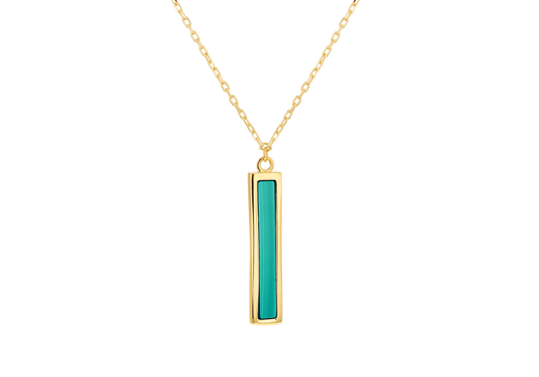 9ct Yellow Gold Malachite Bar Necklace