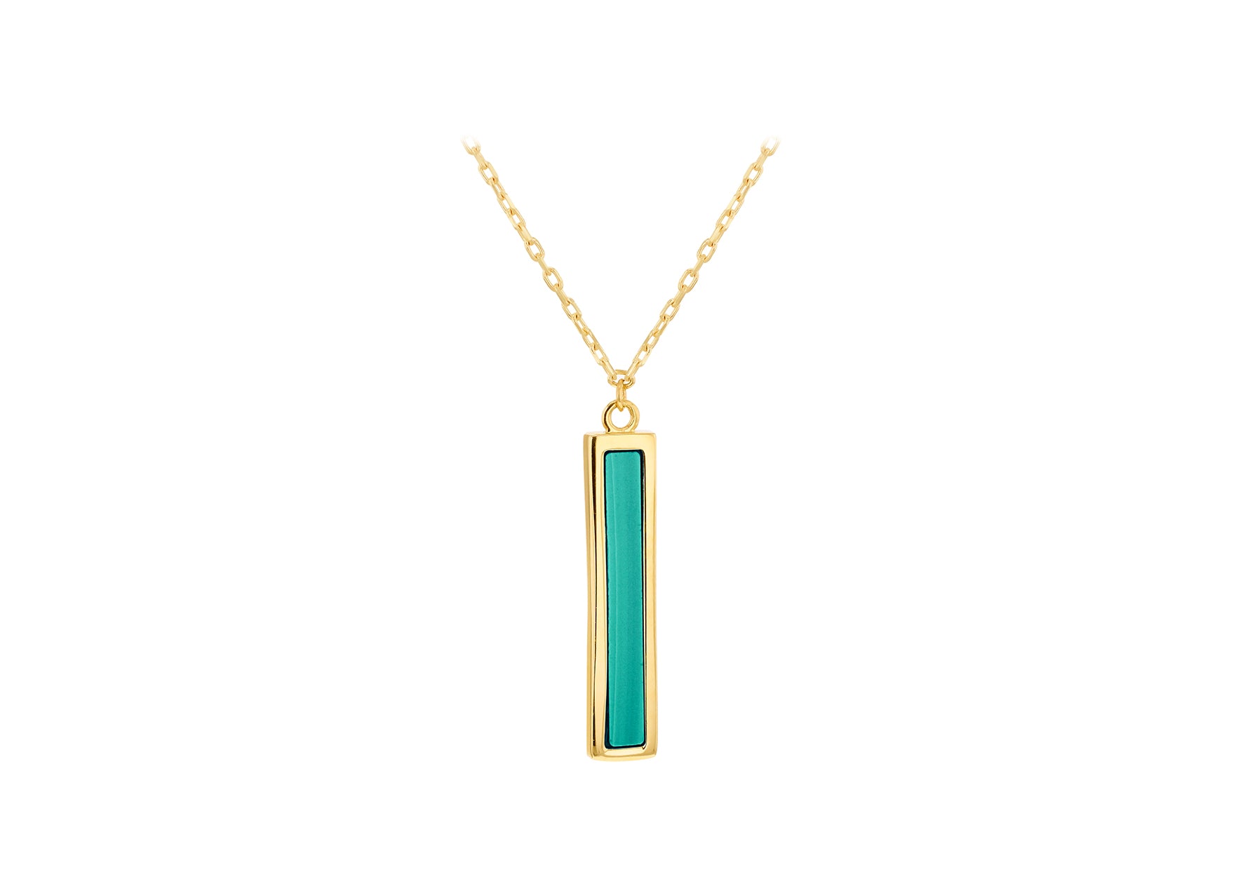 9ct Yellow Gold Malachite Bar Necklace