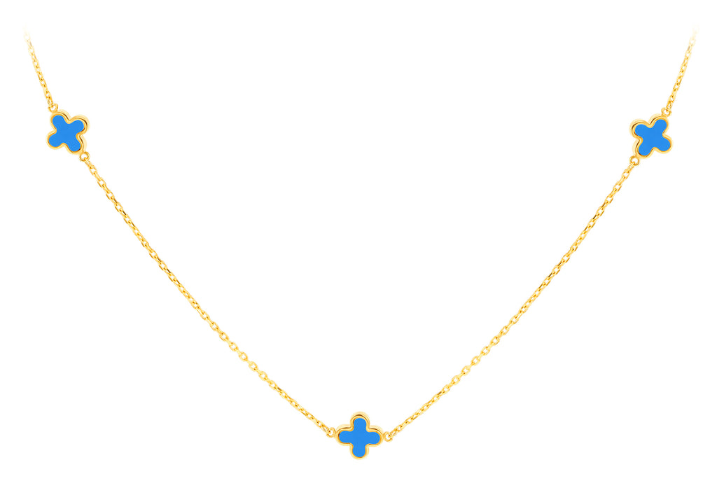 9ct Yellow Gold Turquoise Petals Necklace