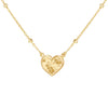 9ct Yellow Gold Disco Heart Adjustable Trace & Ball Chain Pendant Necklace