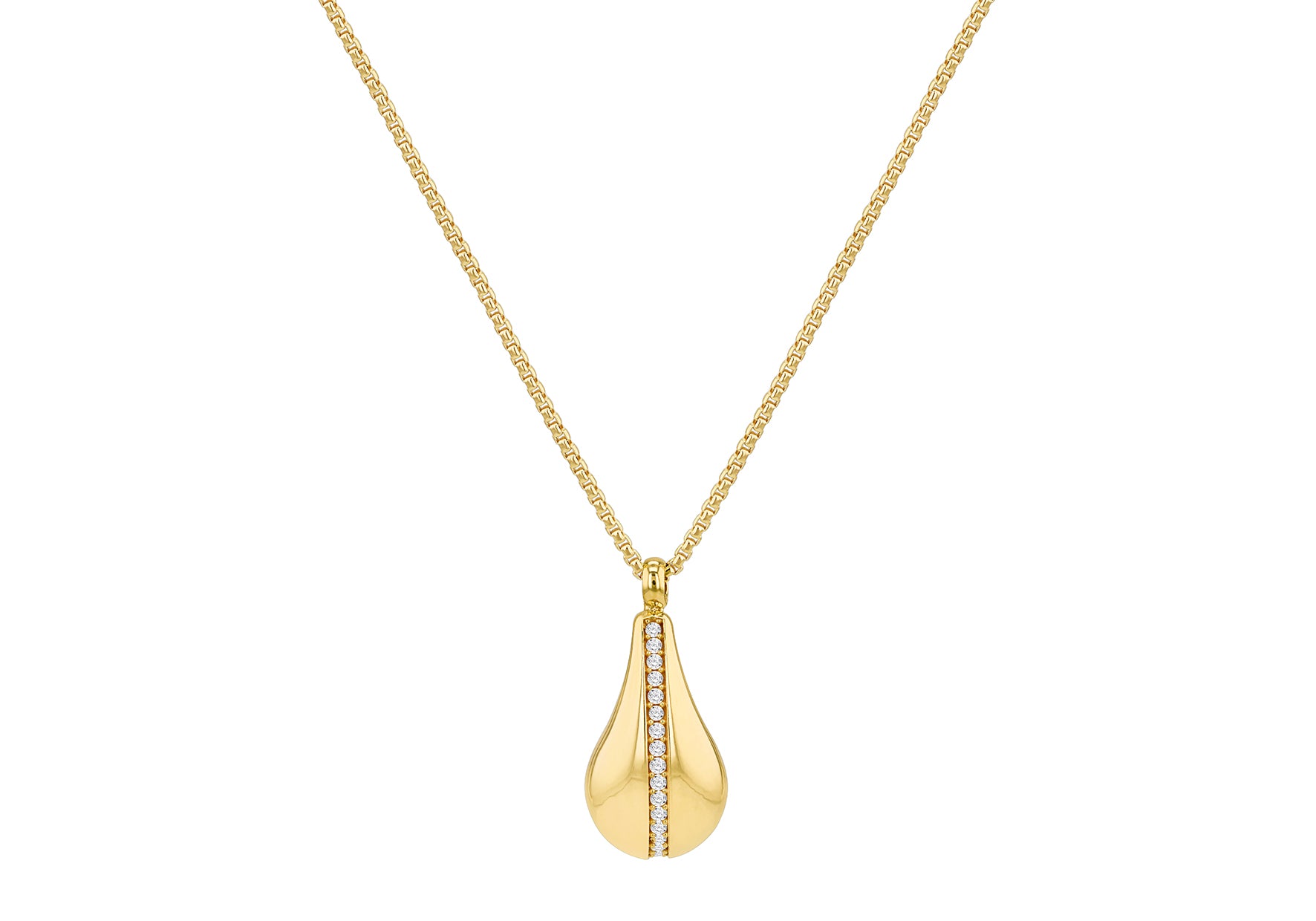 9ct Yellow Gold White Zirconia Teardrop Pendant
