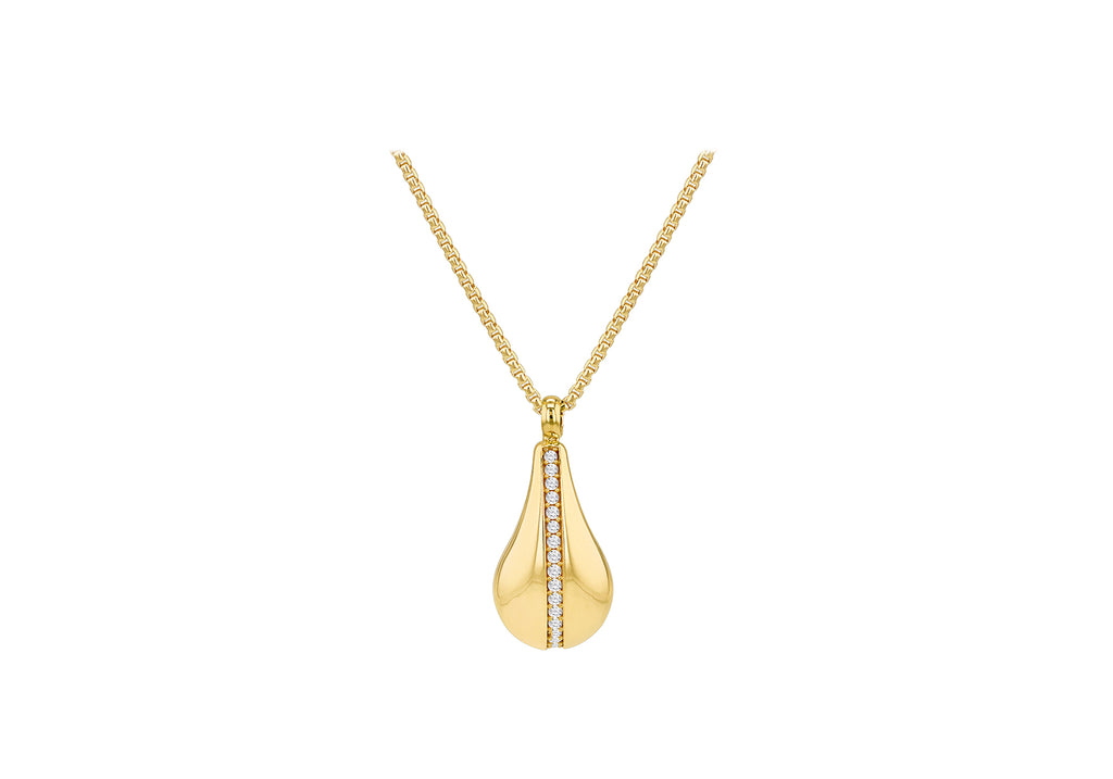 9ct Yellow Gold White Zirconia Teardrop Pendant