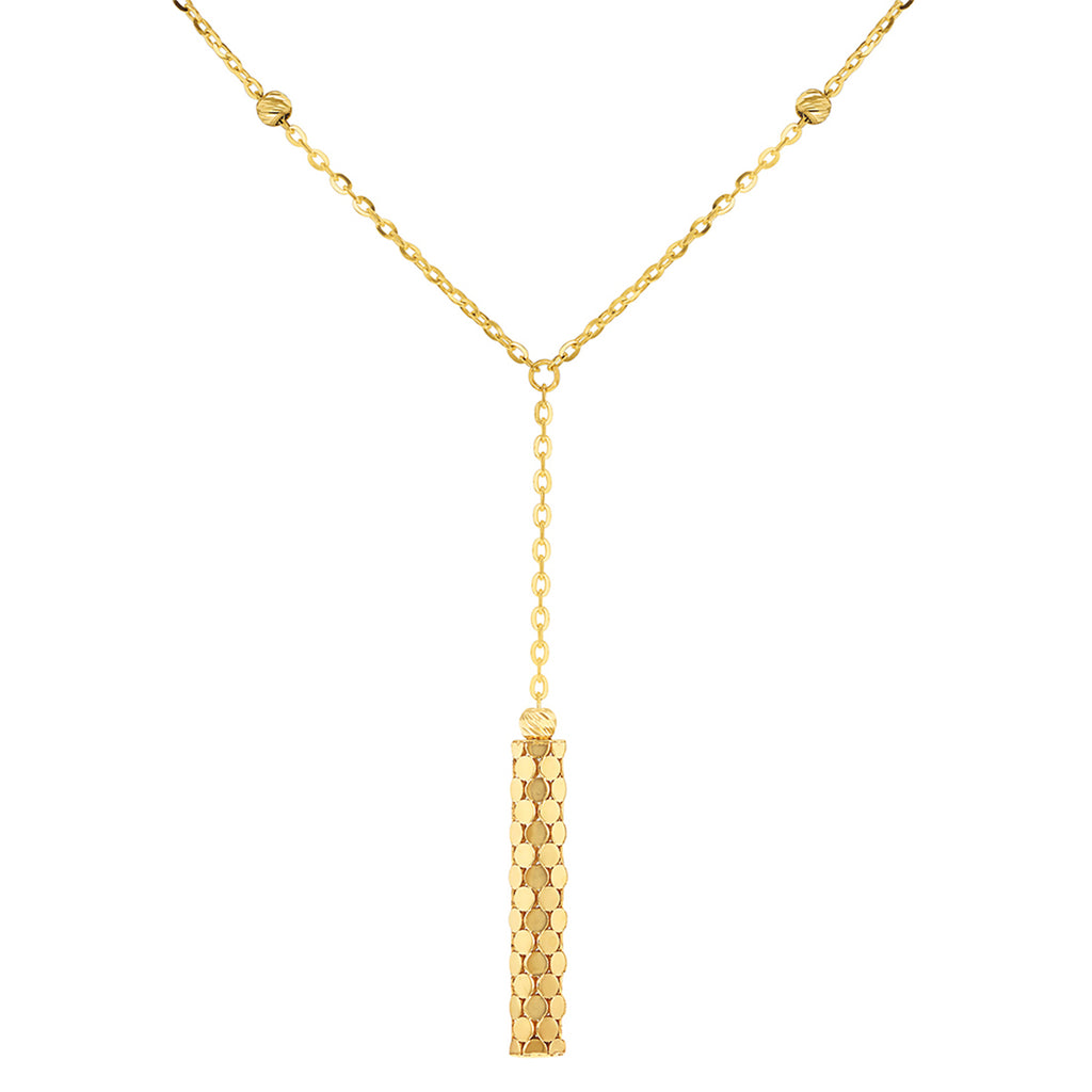 9ct Yellow Gold Round Drop Mirror Station Necklace