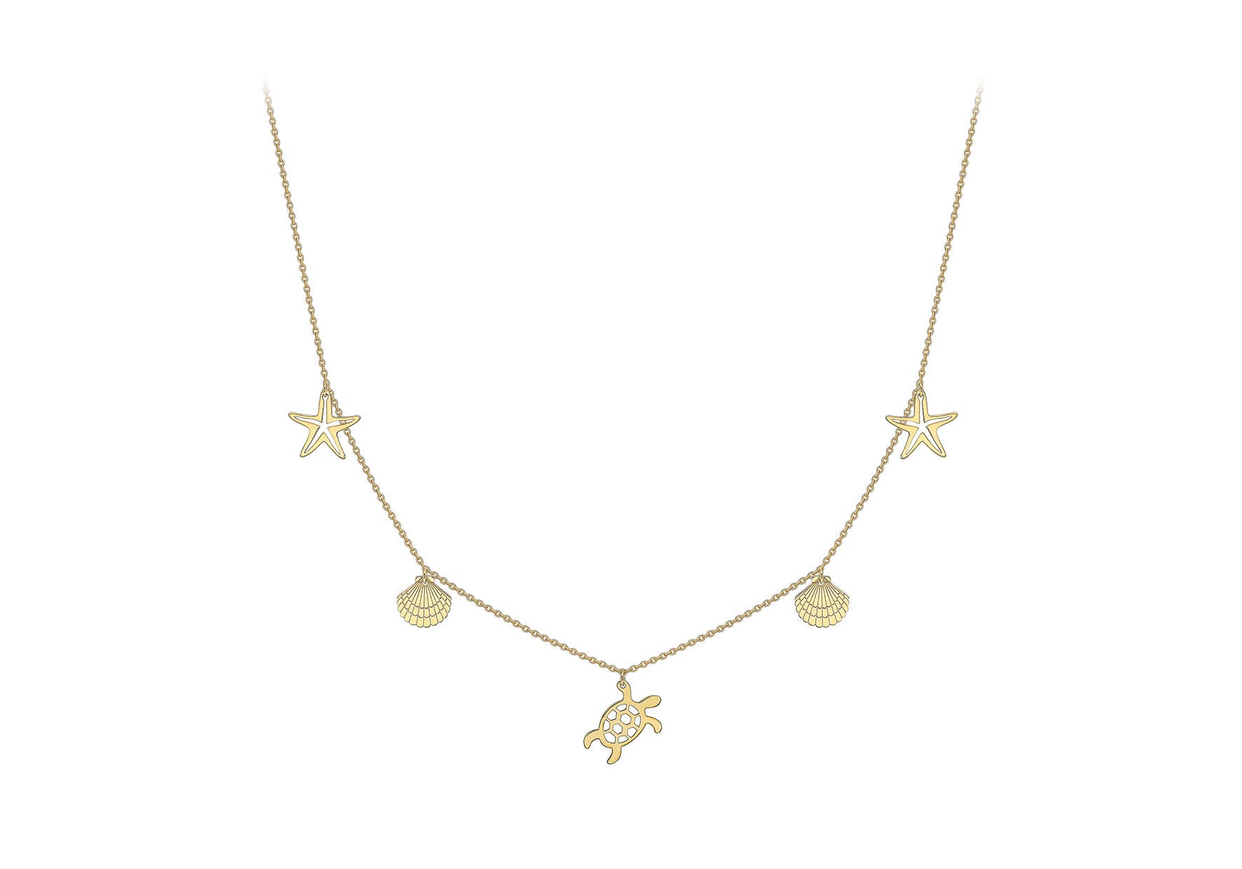 9ct Yellow Gold Sea & Sand Charm Necklace