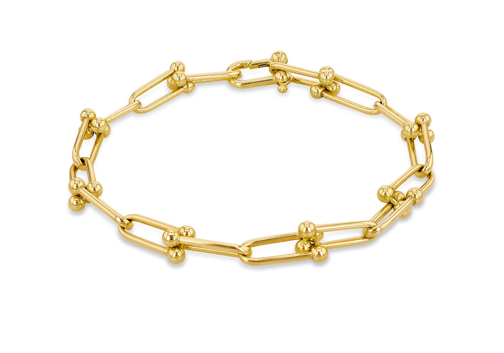 9ct Yellow Gold Horseshoe Orb Links Bracelet