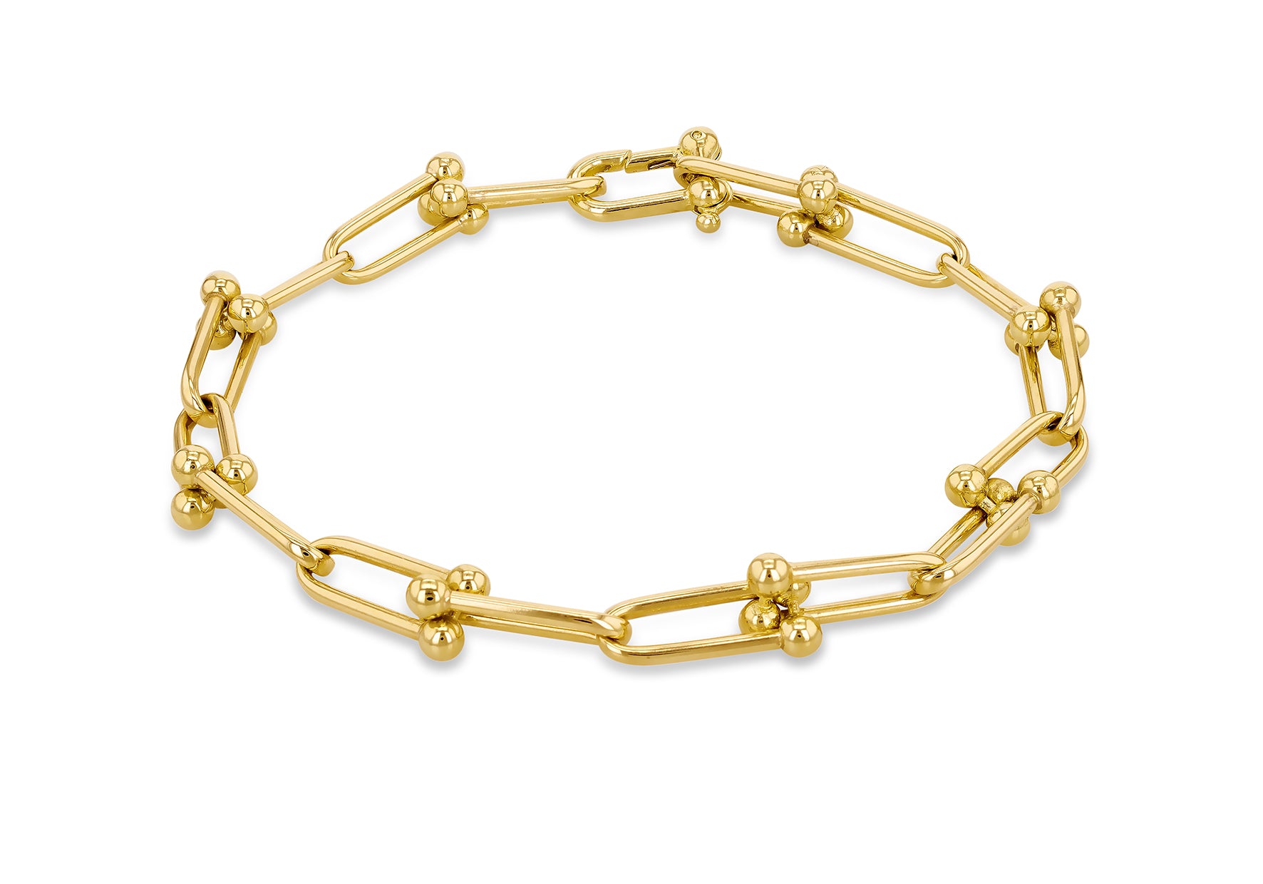 9ct Yellow Gold Horseshoe Orb Links Bracelet